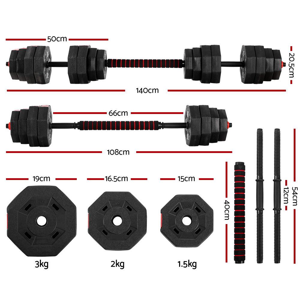 40KG 2-in-1 Dumbbell Barbell Set Adjustable Dumbbells Weights Home Gym