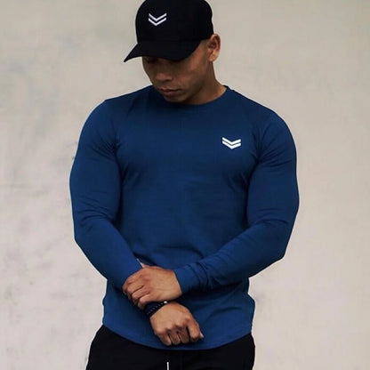 Autumn Cotton Long Sleeve T-shirt Men Running Sport Skinny Shirt Gym Fitness Training Tee Tops Male Bodybuilding Clothing