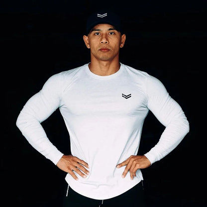 Autumn Cotton Long Sleeve T-shirt Men Running Sport Skinny Shirt Gym Fitness Training Tee Tops Male Bodybuilding Clothing