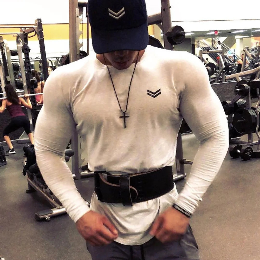 Autumn Cotton Long Sleeve T-shirt Men Running Sport Skinny Shirt Gym Fitness Training Tee Tops Male Bodybuilding Clothing