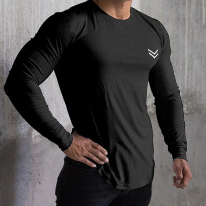 Autumn Cotton Long Sleeve T-shirt Men Running Sport Skinny Shirt Gym Fitness Training Tee Tops Male Bodybuilding Clothing