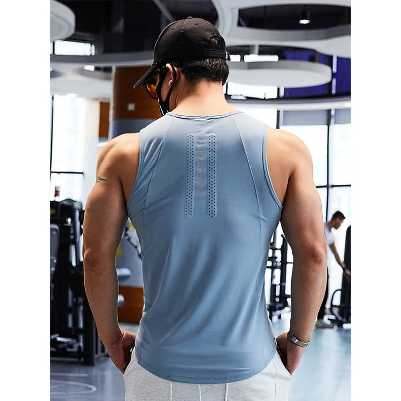 Men Running Tank Tops Outdoor Workout Marathon Sleeveless Vest Mesh Sports Clothes Gym Jogging Underwear Fitness Tees Shirts