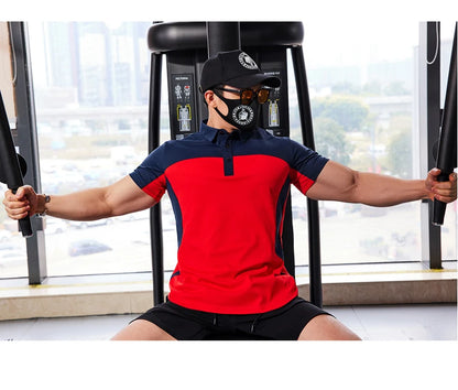 Men Fashion Sport T-shirt Gym Running Sweatshirt Fitness Short Sleeve Slim Top Casual Business Polo Shirt Golf Workout Plus Size