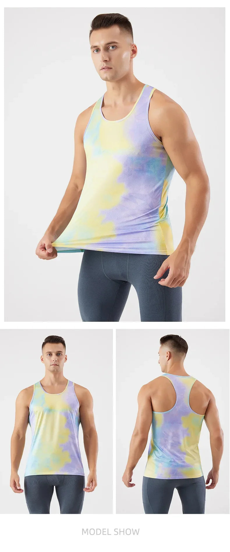 Men's Gym Training Tank Tops, Sports T-shirt, Thin Mesh, Breathable, Fitness Running Vest, Quick Drying, Color Shirts, 2021